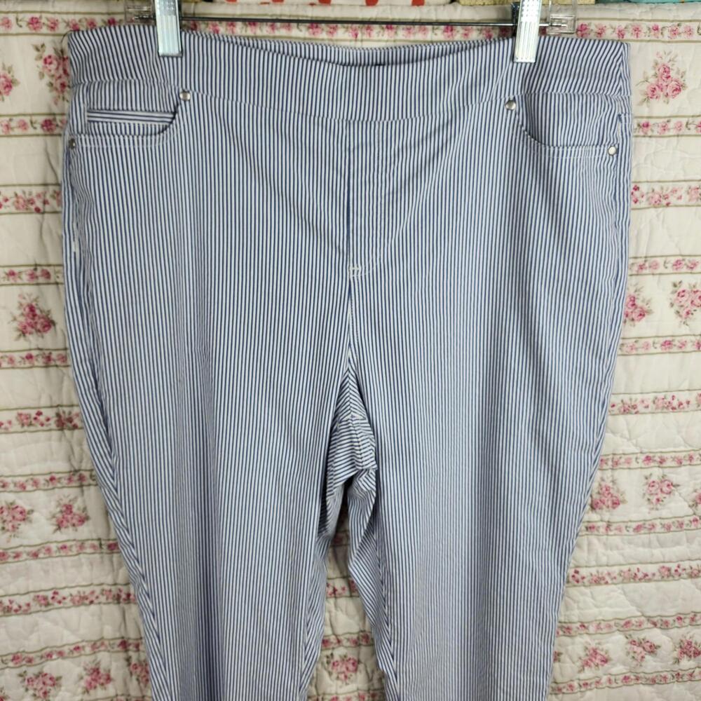 Mario Serrani Italy Capri Pants Striped Stretch Pull On XL